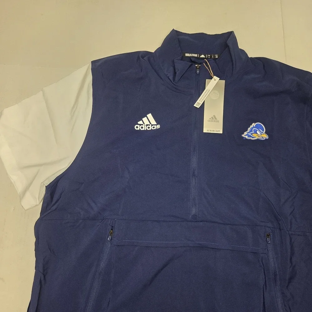 Delaware Blue Hens Adidas Stadium 1/4 Zip Men's Large SS Woven Team Navy‎ Blue